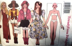 3218  BUTTERICK 12 1/2'' FASHION NO SEW FLAT CLOTH DOLLS,8 WARDROBE PATTERN uncut